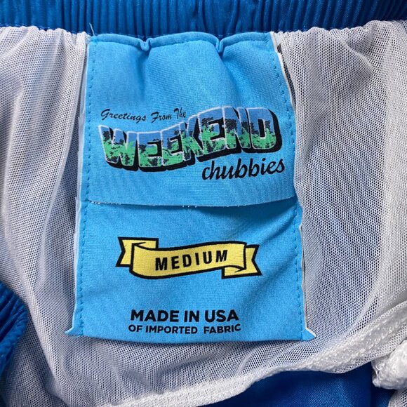 Chubbies Swim Trunks Shorts Mens Medium Lined Drawstring Red Blue Elastic Waist - Picture 6 of 11